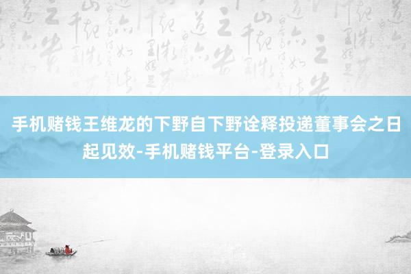 手机赌钱王维龙的下野自下野诠释投递董事会之日起见效-手机赌钱平台-登录入口